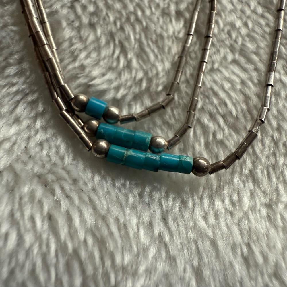 Liquid Silver and Turquoise Beaded Necklace